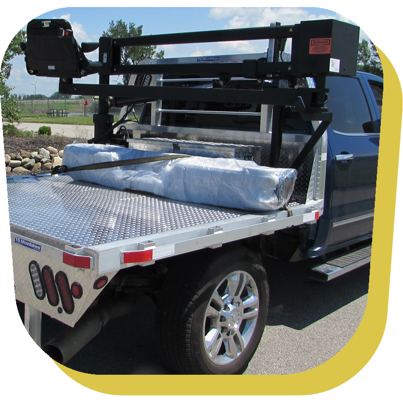 A product shot of a LifeLyfts Flat Bed Pilot Lift.